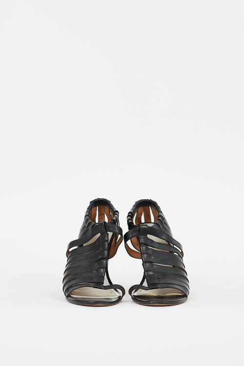 Maison Margiela Black Leather Strappy Cutout Pump