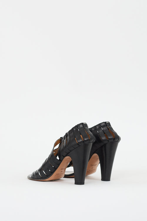 Maison Margiela Black Leather Strappy Cutout Pump