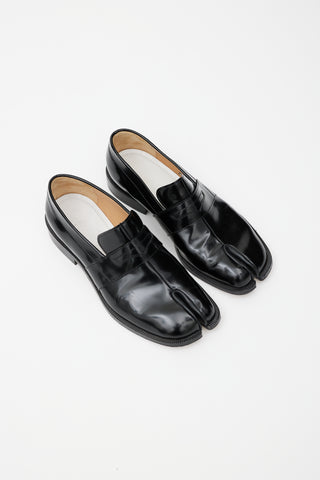 Black Leather Tabi Loafer