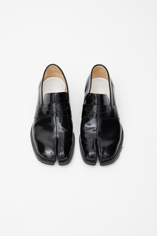 Black Leather Tabi Loafer