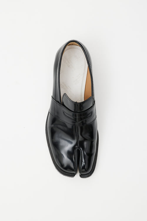 Black Leather Tabi Loafer