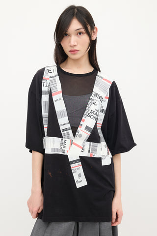 Maison Margiela Black 
Multicolour Tape Logo T-Shirt