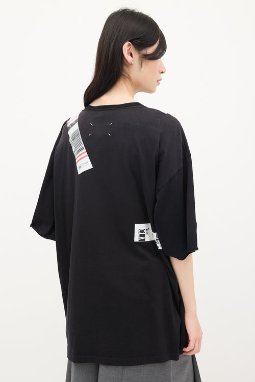 Maison Margiela Black 
Multicolour Tape Logo T-Shirt