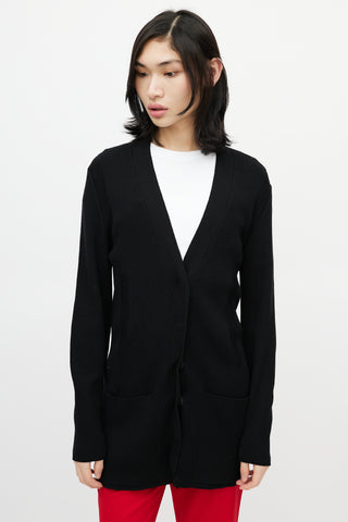 Maison Margiela Black Ribbed Knit Strap Cardigan