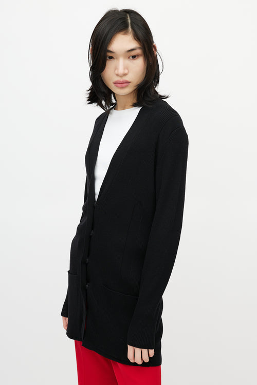 Maison Margiela Black Ribbed Knit Strap Cardigan