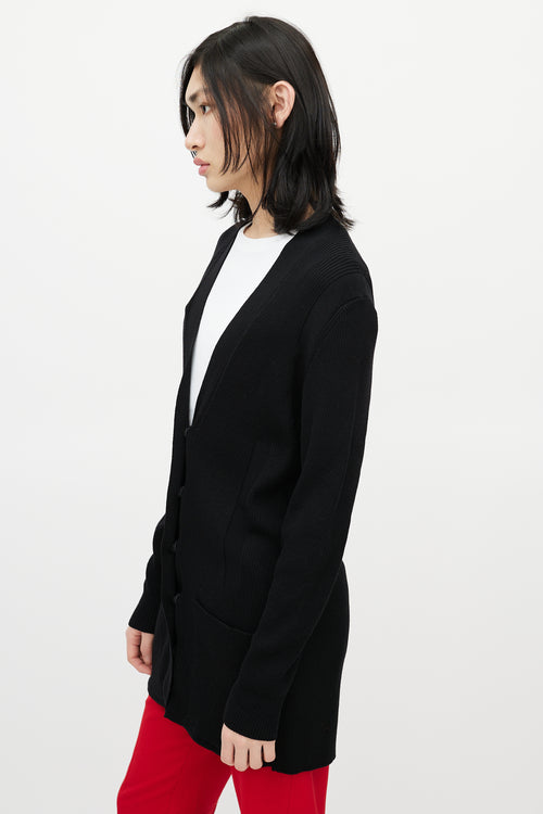 Maison Margiela Black Ribbed Knit Strap Cardigan