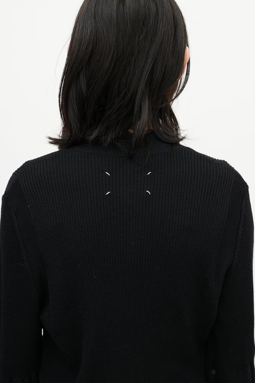 Maison Margiela Black Ribbed Knit Strap Cardigan