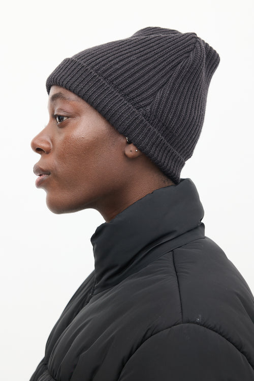 Maison Margiela Dark Grey Wool Ribbed Beanie