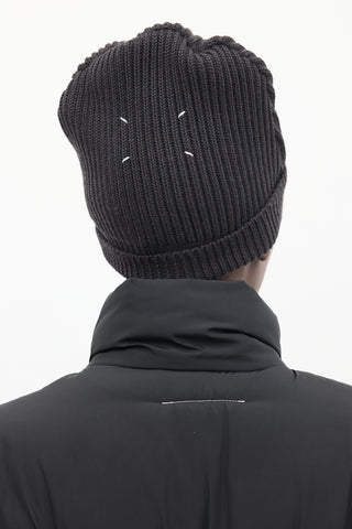 Maison Margiela Dark Grey Wool Ribbed Beanie