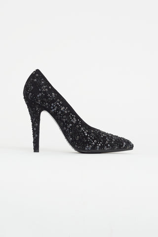 Maison Margiela Black Sequin Studded Pump