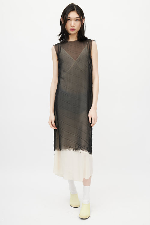 Maison Margiela Black Sheer Raw Hem Dress