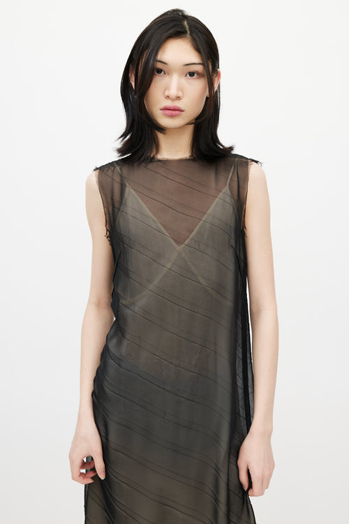 Maison Margiela Black Sheer Raw Hem Dress