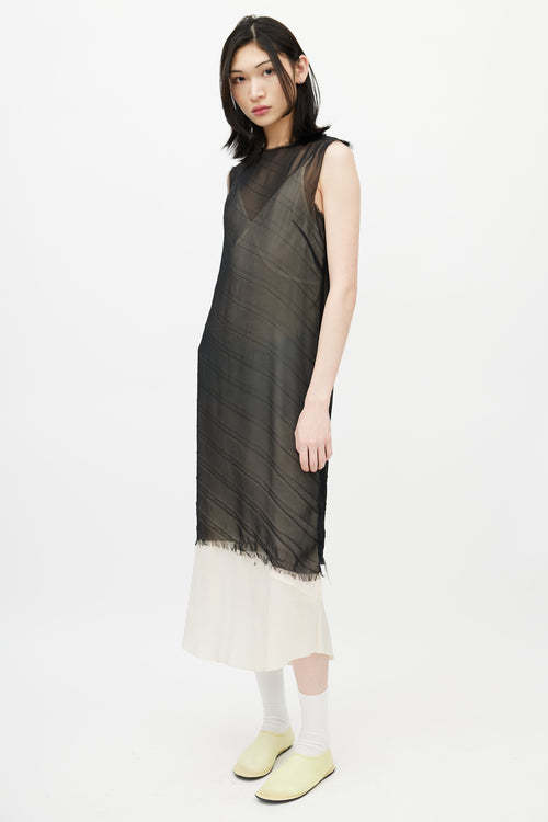 Maison Margiela Black Sheer Raw Hem Dress