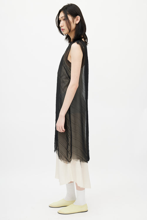 Maison Margiela Black Sheer Raw Hem Dress