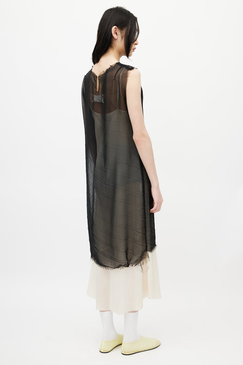 Maison Margiela Black Sheer Raw Hem Dress