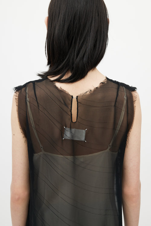 Maison Margiela Black Sheer Raw Hem Dress