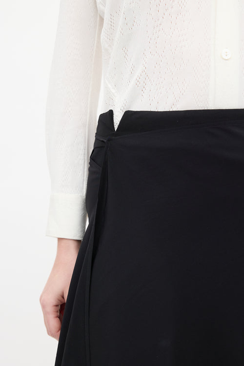 Maison Margiela Black Silk 
Wool Wrap Overlay Skirt