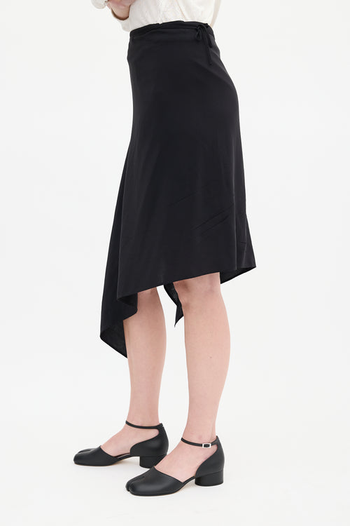 Maison Margiela Black Silk 
Wool Wrap Overlay Skirt