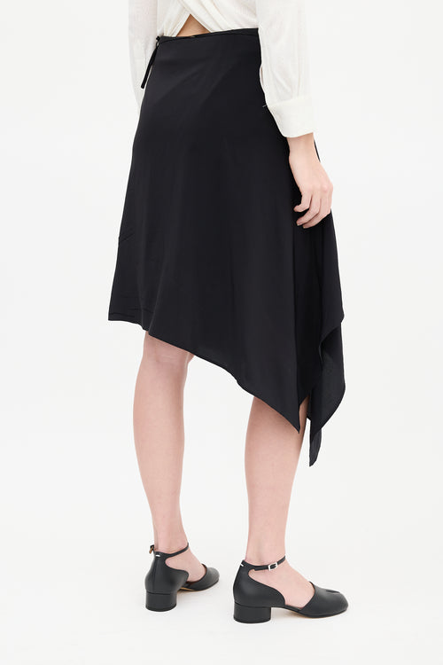 Maison Margiela Black Silk 
Wool Wrap Overlay Skirt