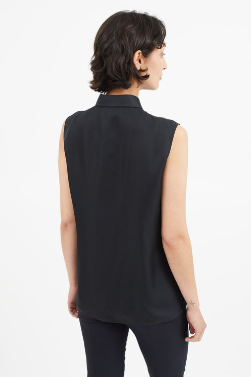 Maison Margiela Black Sleeveless Silk Distressed Shirt