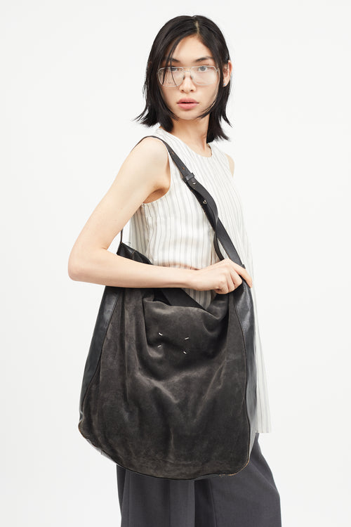 Maison Margiela Black Suede Coated Tote