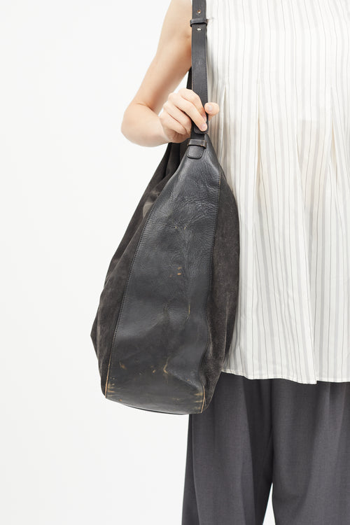 Maison Margiela Black Suede Coated Tote