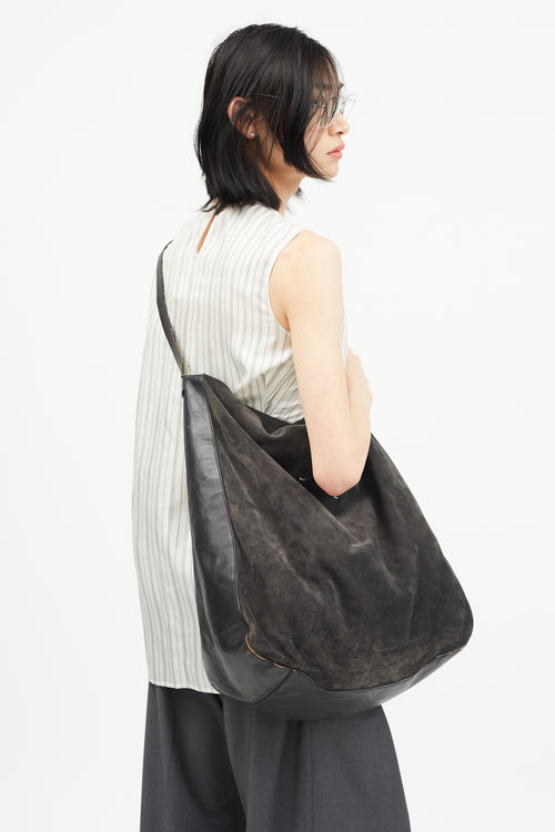 Maison Margiela Black Suede Coated Tote