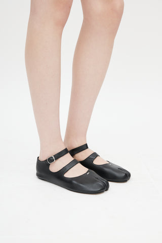 Maison Margiela Black Mary Jane Leather Tabi Flat