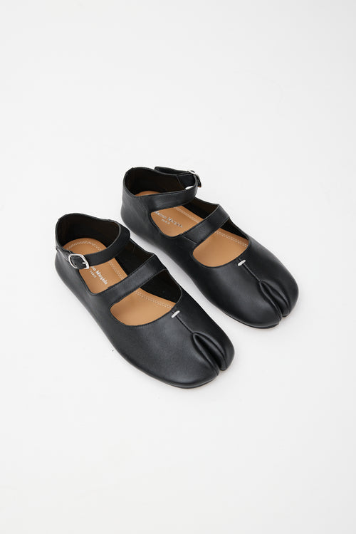 Maison Margiela Black Mary Jane Leather Tabi Flat