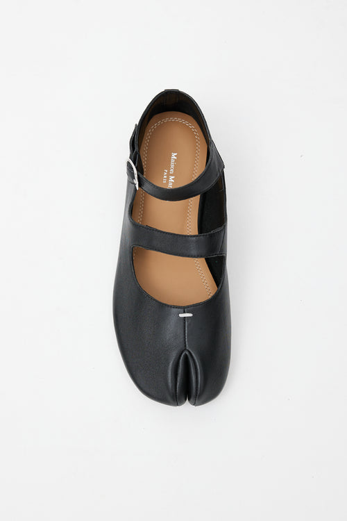 Maison Margiela Black Mary Jane Leather Tabi Flat