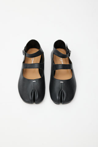 Maison Margiela Black Mary Jane Leather Tabi Flat