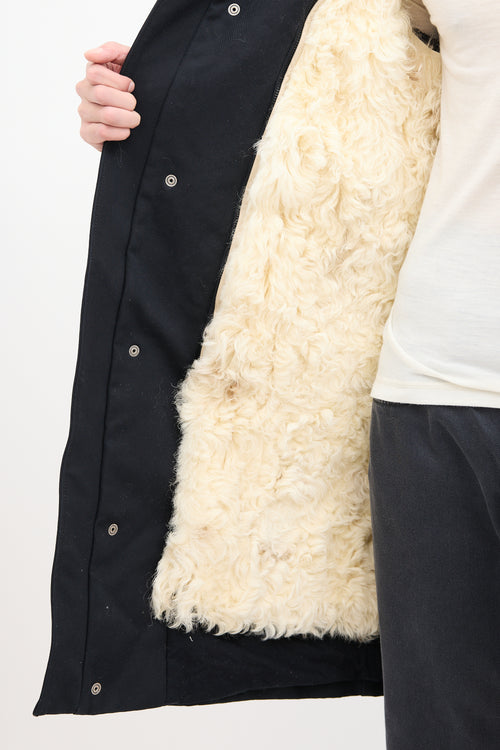 Maison Margiela FW 2014 Runway Black 
Cream Fur Coat