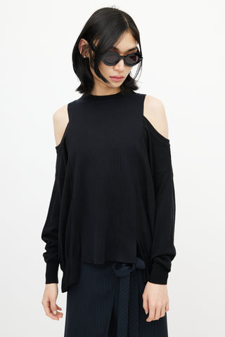 Maison Margiela Black Wool Cut Out Knit Sweater