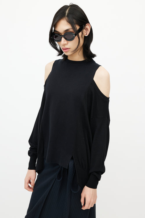 Maison Margiela Black Wool Cut Out Knit Sweater