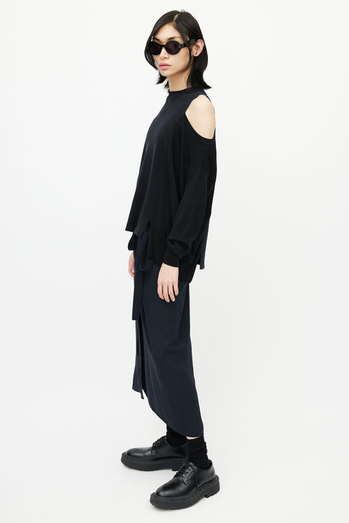 Maison Margiela Black Wool Cut Out Knit Sweater