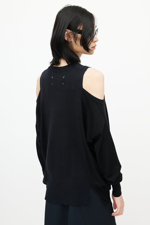 Maison Margiela Black Wool Cut Out Knit Sweater