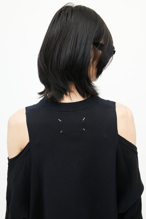 Maison Margiela Black Wool Cut Out Knit Sweater