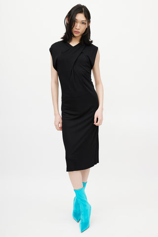 Maison Margiela Black Twisted Midi Dress