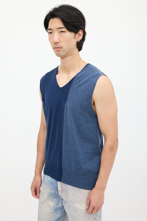 Maison Margiela Blue Asymmetrical Knit Top