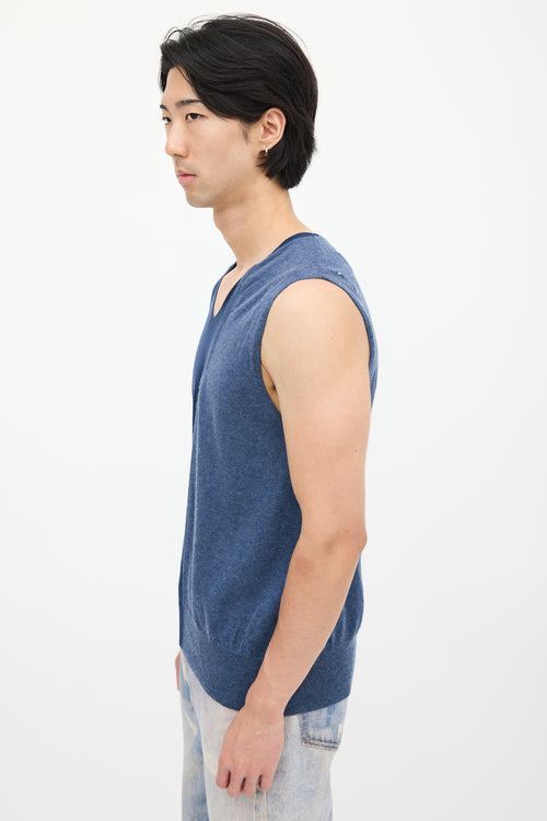 Maison Margiela Blue Asymmetrical Knit Top