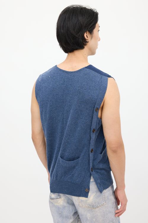 Maison Margiela Blue Asymmetrical Knit Top