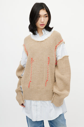 Maison Margiela Blue 
Beige Layered Sweater Shirt