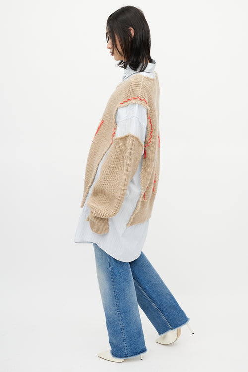 Maison Margiela Blue 
Beige Layered Sweater Shirt