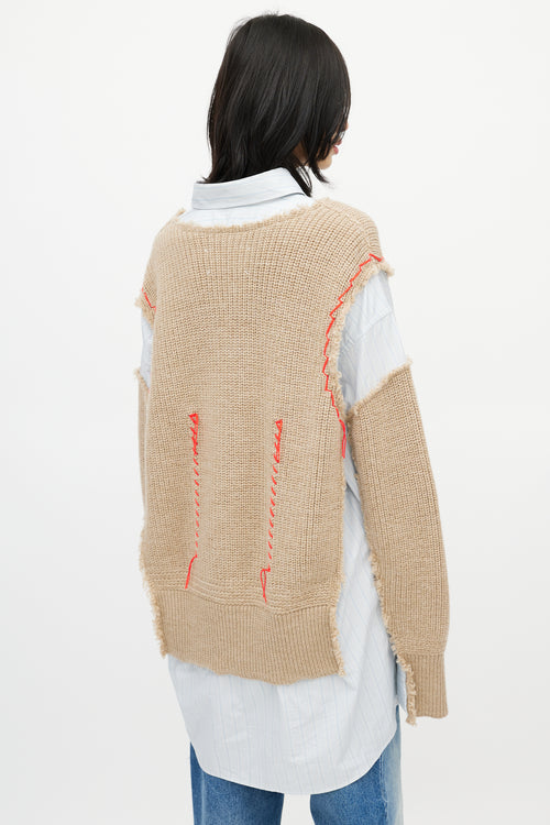 Maison Margiela Blue 
Beige Layered Sweater Shirt