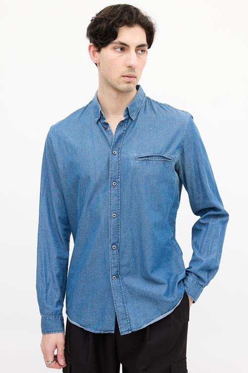 Maison Margiela Medium Wash Denim Chambray Shirt