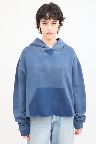 Maison Margiela Blue Organic Cotton Logo Hoodie