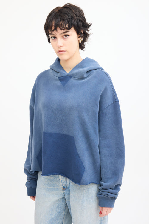 Maison Margiela Blue Organic Cotton Logo Hoodie