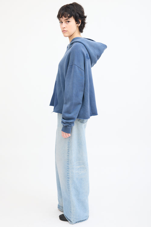 Maison Margiela Blue Organic Cotton Logo Hoodie