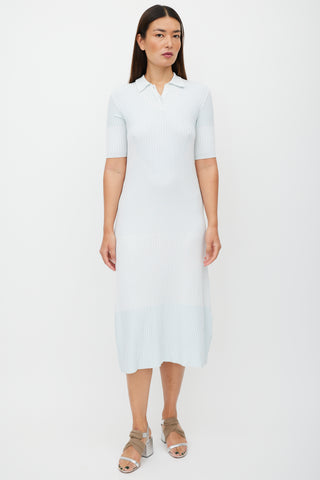 Maison Margiela Blue Ribbed Polo Dress