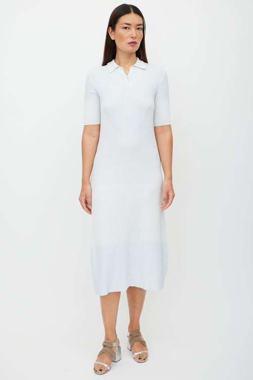 Maison Margiela Blue Ribbed Polo Dress